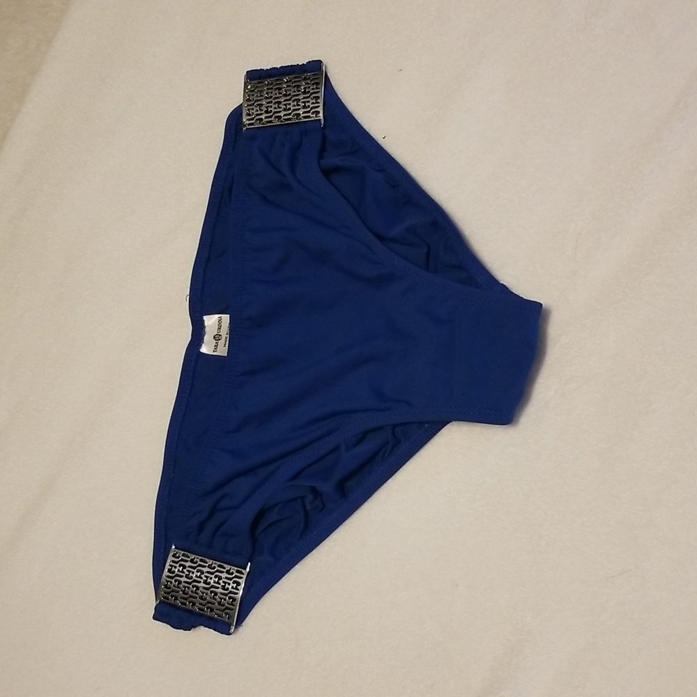 Tara Grinna Teal Bikini Bottom with Silver Embellishments
